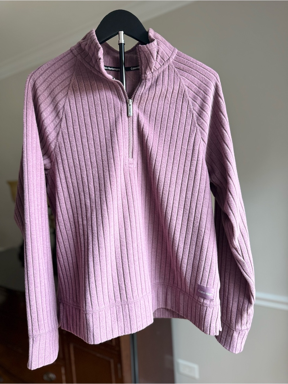 Women’s Calvin Klein Performance Stretch Quarter-Zip Pullover Sweater Dusty Pink